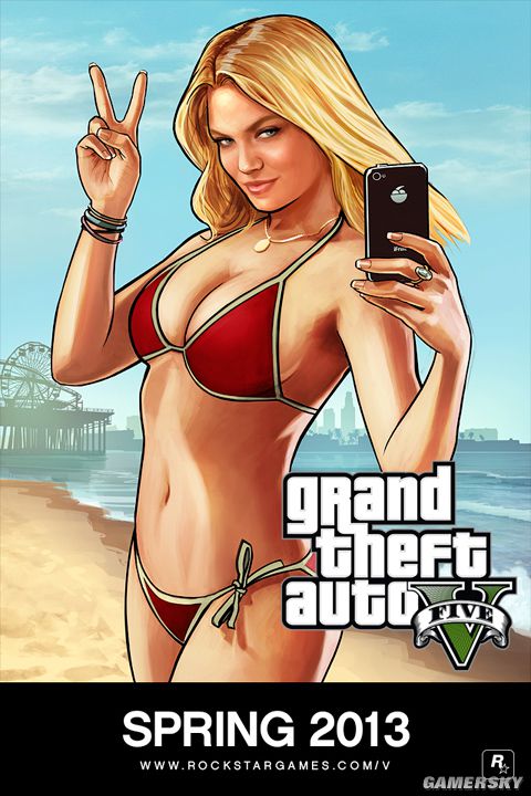 r星正式宣布《gta5》2013年春霸气降临 比基尼美女海报公布