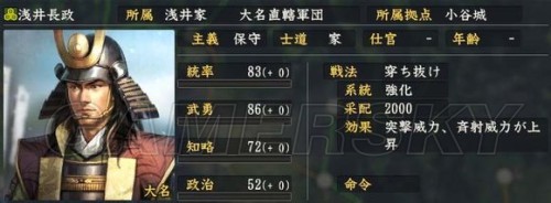 信长之野望14:创造 全强力武将数据整理武将使用指南_浅井家-浅井长政