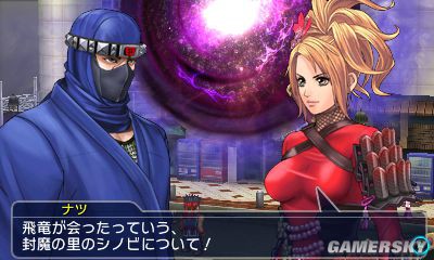 《交叉领域计划2(project x zone 2》实机截图 女忍者巨乳崩衣