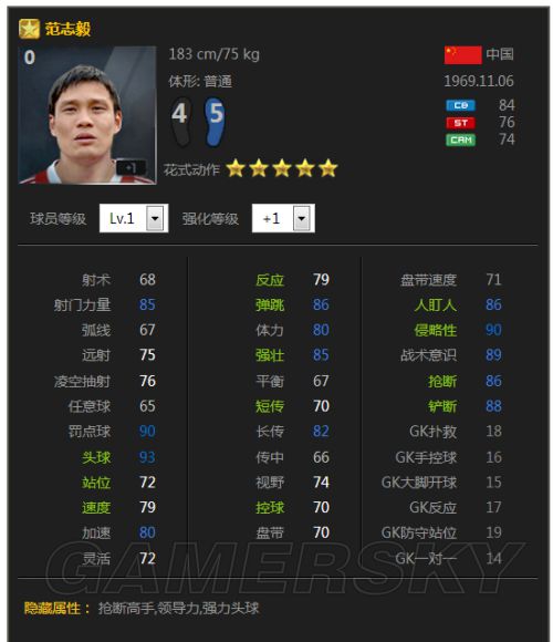 FIFA Online3中国传奇球员分析