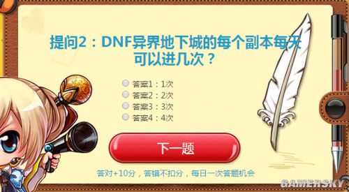 DNF异界地下城的每个副本每天可以进几次？