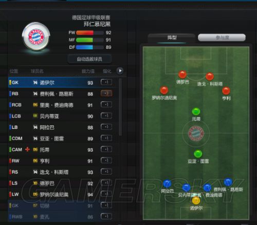 FIFA Online3经理人传奇A战术板