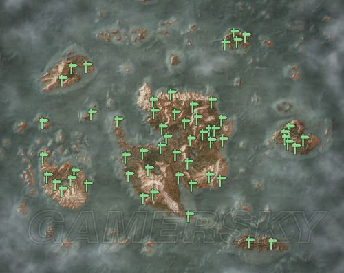 《巫师3》全收集中文地图 全宝藏及铁匠位置_史凯利杰群岛-路标
