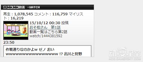 10月新番《阿松》第一集NICONICO点击破百万海报