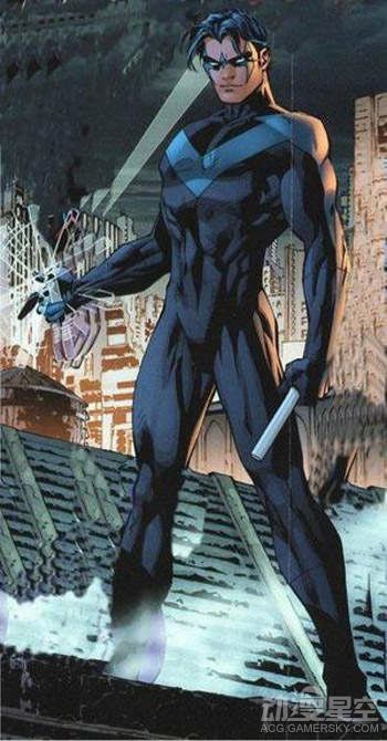 夜翼师承超级英雄蝙蝠侠,是第一代罗宾,成人后离开了高谭市去读大学