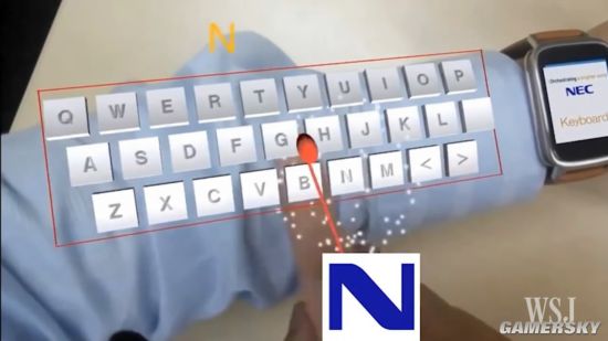 NEC开发出虚拟键盘设备 胳膊上就能打字 _ 游