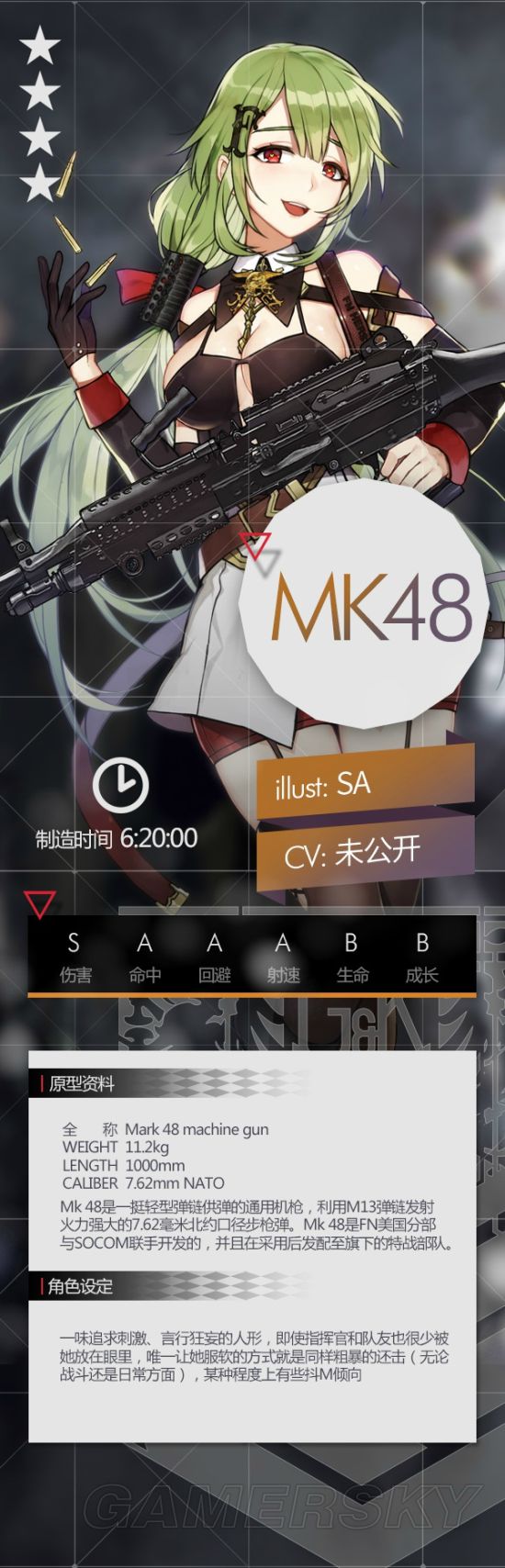 少女前线mk48立绘图鉴 mk48建造时间