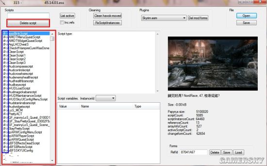 skyrim special edition save game script cleaner
