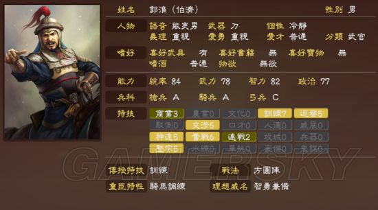 《三国志13威力加强版》编辑武将数据参考 各种武将数据修改建议_郭淮