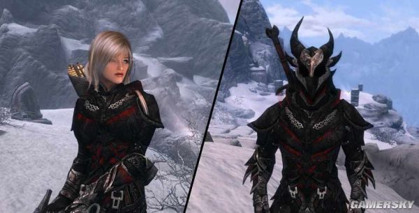 《上古卷轴5天际重制版》无护肩恶魔盔甲mod