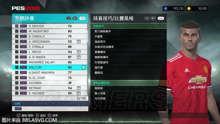 实况足球2018(PES2018)MC模式实用球员、妖