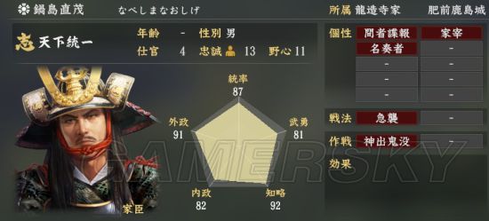 《信长之野望大志》武将总数值排名Top50 哪个武将总评高