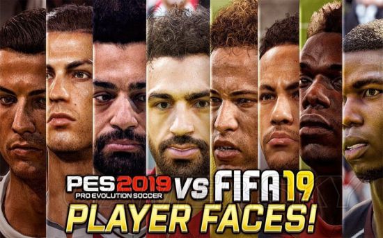 《实况足球2019》与《FIFA19》球员脸型对比