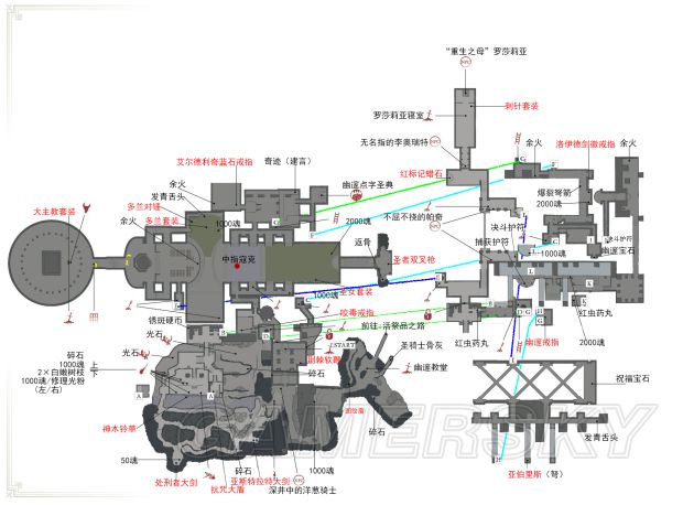 《黑暗之魂3》中文标注地图 dlc地图一览_幽邃教堂-游民星空 gamersky