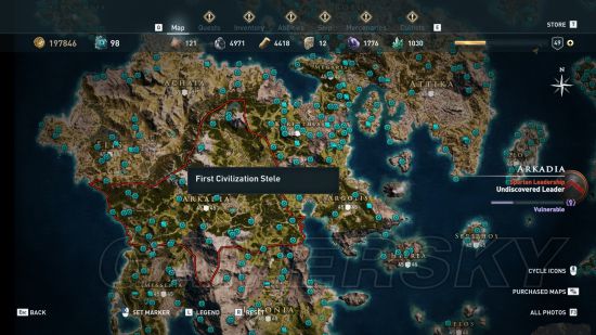 《刺客信条奥德赛》全地图技能点分布一览_阿卡迪亚(2个-游民星空