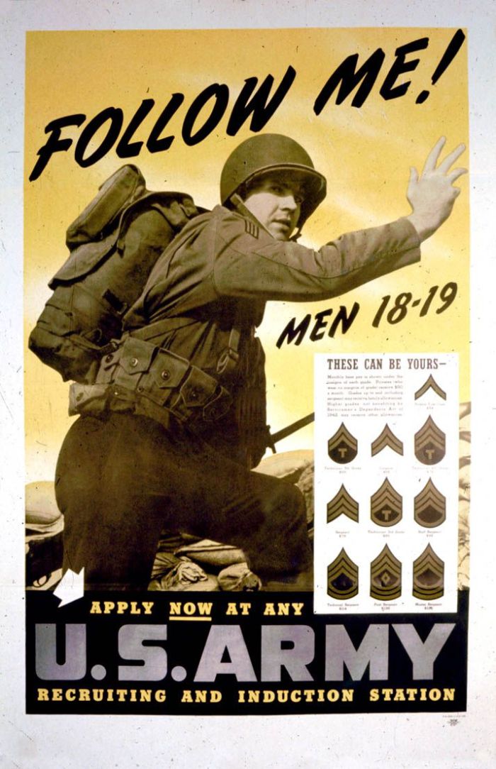 二战美国的征兵海报,在战争爆发后,甚至囚犯中也掀起了参军热潮