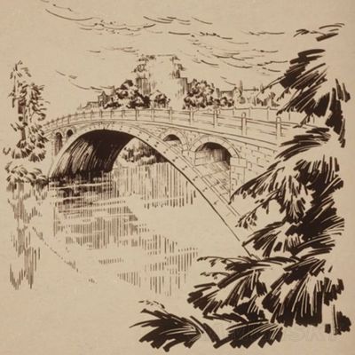 赵州桥绘画图片图片