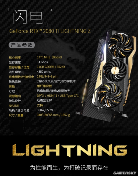 微星rtx 2080 ti闪电发布:19相供电 售18888元