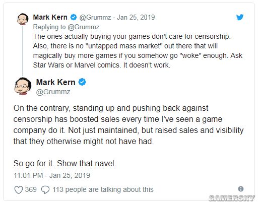 索尼的审查制度越来越严格，Sony美国和PlayStation经常会让开发者修改游戏内容，而曾参与过《魔兽世界》、《星际争霸》和《暗黑破坏神2》开发的暴雪前制作人Mark Kern近日在推特上严厉批评了Sony美国的审查制度，呼吁开发者不要屈服。虽然对于开发者和发行商来说，为了遵守当地法律，他们必须对游戏内容进行改动，不过Kern也表达了自己的观点：“那些真正购买你的游戏的人并不关心审查制度。”也许开发者和发行商未来会关注他的说法。<o:p></o:p></p>                