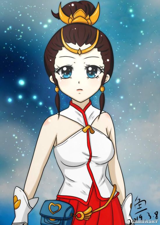 这位灵魂画手将英姿飒爽的飞燕女置身星空,闪烁着点点星光的双眸