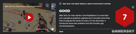 《NBA 2K21》次世代版IGN 7分：氪金系统令人不喜