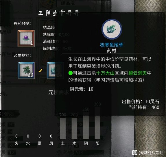 《鬼谷八荒》炼丹详细攻略 各丹药炼制材料整理