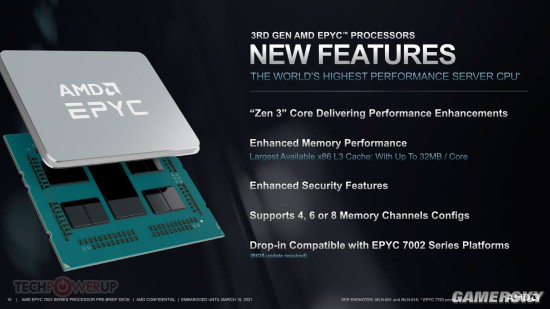 AMD官宣第三代EPYC处理器：64核Zen3 最多领先117%