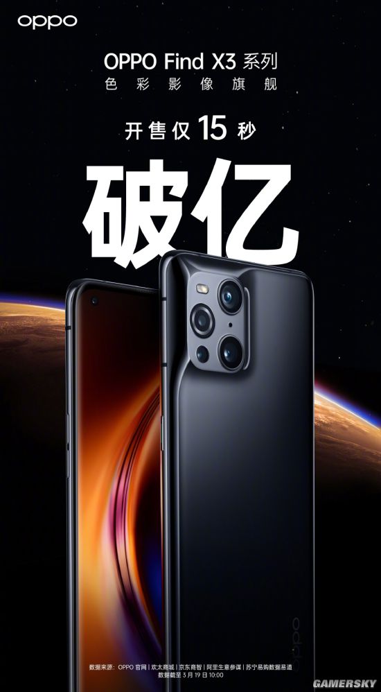 OPPO Find X3系列首销开启：销售额破亿仅用15秒