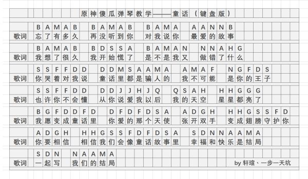 原神pure sky钢琴谱图片