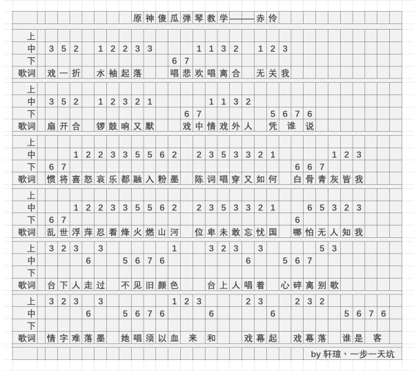 《原神》歌曲赤伶演奏方法