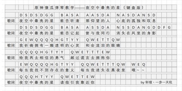 原神电脑版琴谱图片