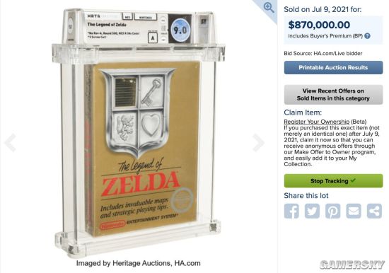 87万美元！一款未开封的初代《塞尔达传说》实体版以天价成交