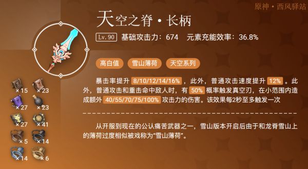 所有以元素伤害为主的单手剑角色抽取建议:池子另一半是"雪山薄荷"