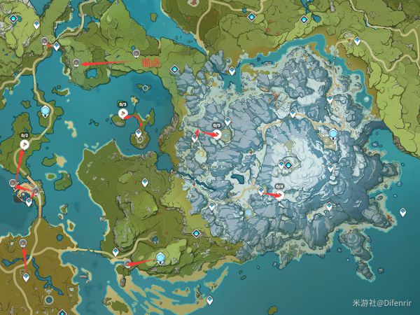 《原神》2.0版本全地图圣遗物采集路线