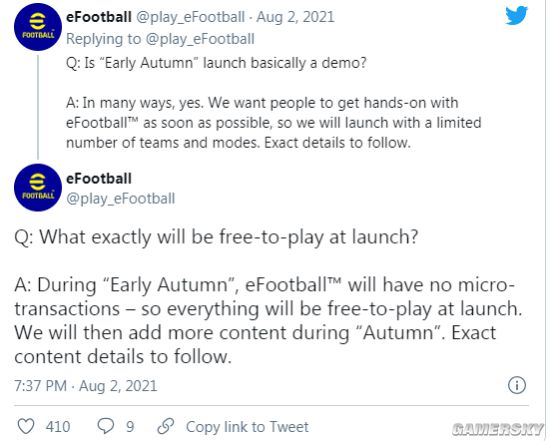 科乐美：《实况足球》继任者《eFootball》发售时本质是个Demo 不含微交易