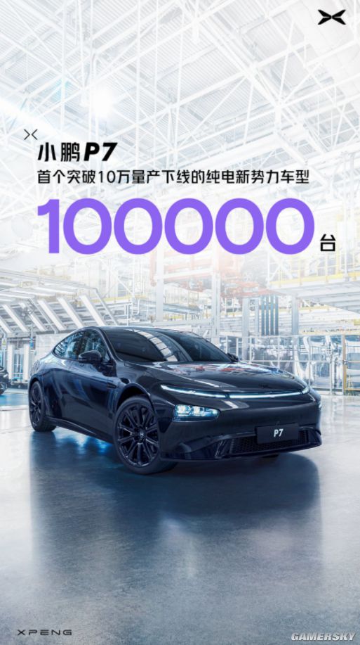 小鹏：小鹏P7成首个突破十万量产的纯电新势力车型