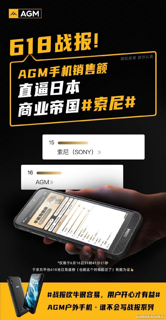 AGM三防手机618恶搞战报：销售额超联想 直逼索尼