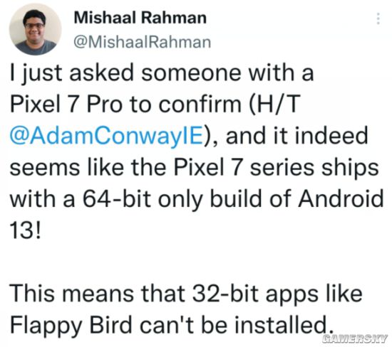 32位被弃用！谷歌Pixel 7成安卓首款64位应用手机