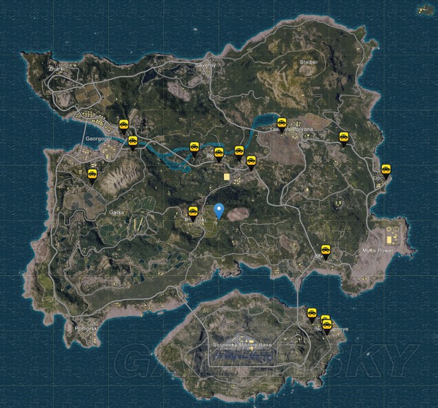 《绝地求生大逃杀》100%刷车点及物资点一览