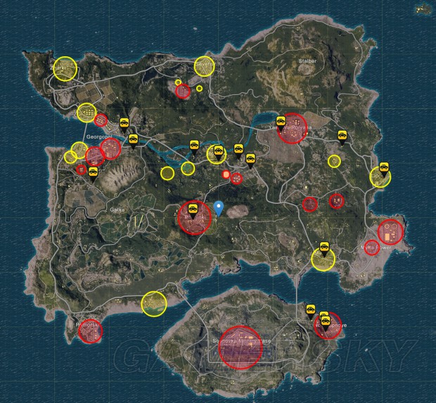 《绝地求生大逃杀》100%刷车点及物资点一览