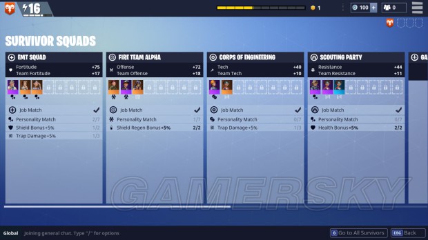 《堡垒之夜》队伍&英雄及素质作用详解