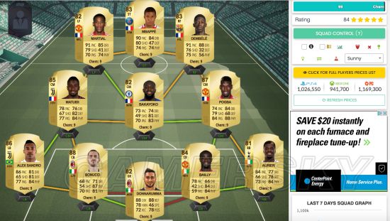 《FIFA18》UT模式100万阵容推荐 100万阵容怎么组