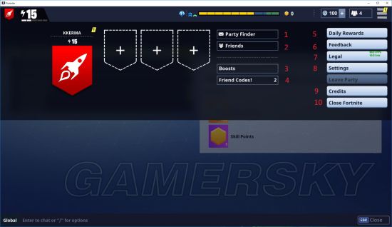 《堡垒之夜》各界面选项中英文对照一览