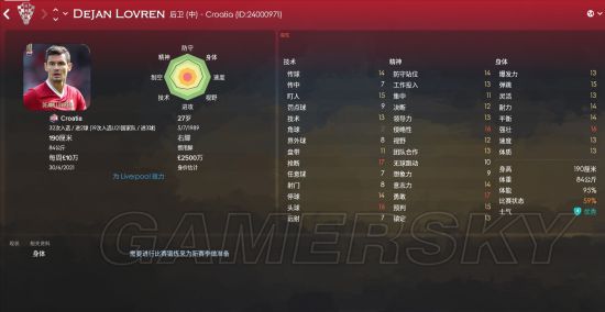 《FM2018(足球经理2018)》世界杯克罗地亚核心球员能力介绍
