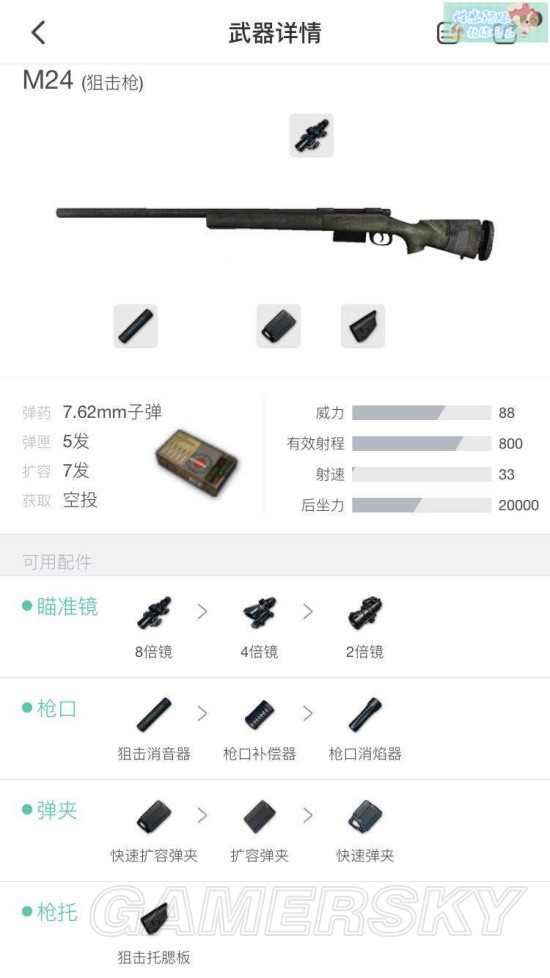 《绝地求生》M24伤害、配件推荐及用法技巧