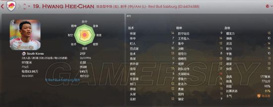 《FM2018（足球经理2018）》世界杯韩国核心球员能力介绍
