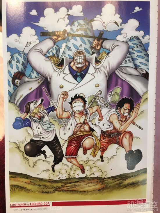 《海賊王》作者繪制夢幻插圖 魯夫三兄弟變身海軍 動漫 第1張