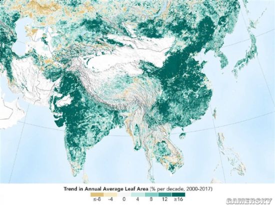 Nasa公布新世界地图 比年前更绿中国贡献卓著 游民星空