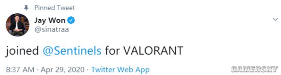 《守望先锋》联赛MVP“Sinatraa”退役 转战《Valorant》加入Sentinels团队