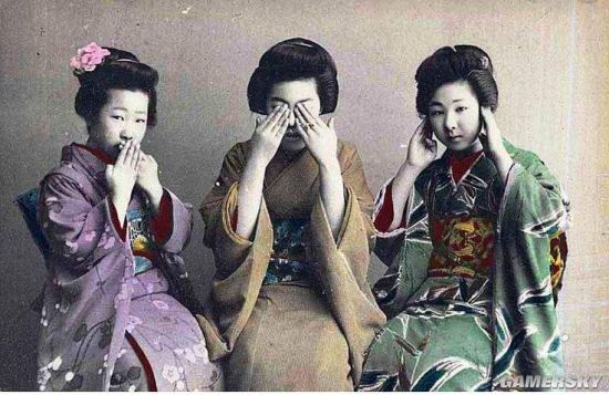 1900年日本女性的写真照为什么流行模仿三猿像 游民星空